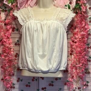 Belle dujour White sheer lace babydoll blouse #coquette #fairycore #cottagecore